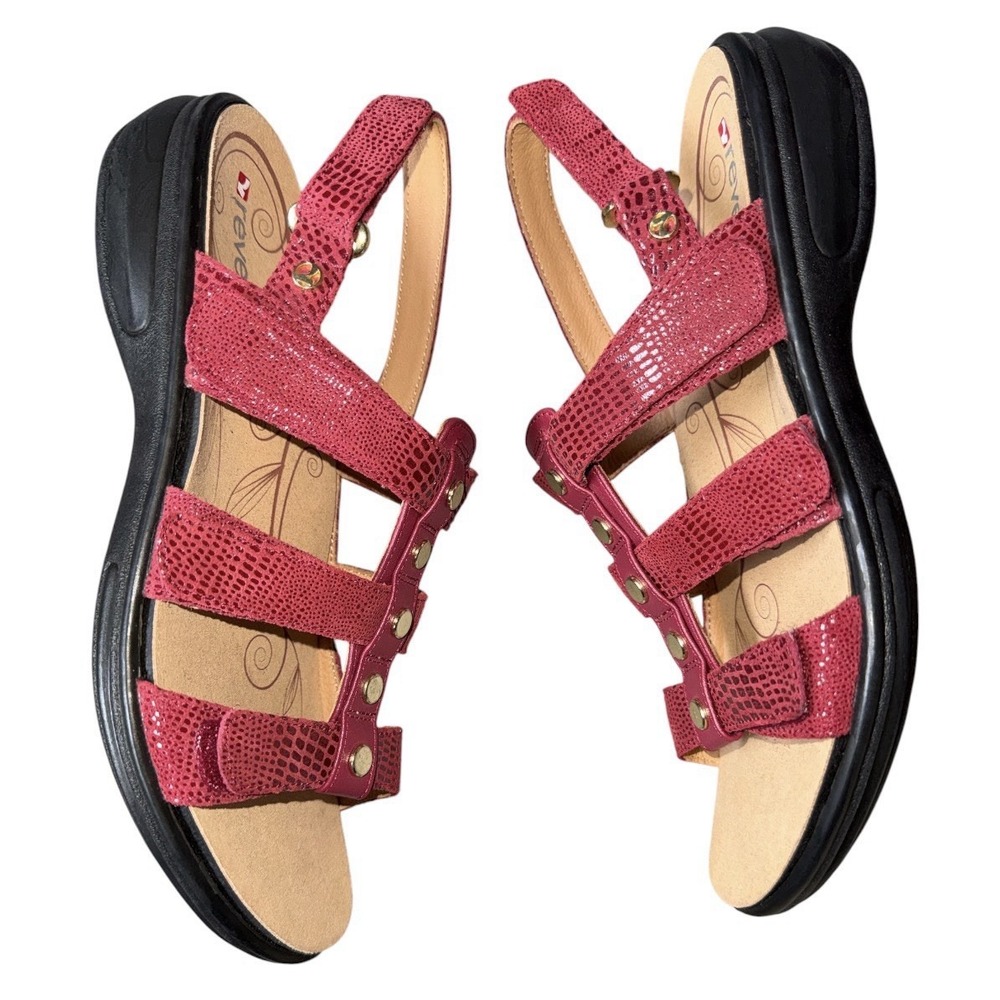 Revere Red Multi‑Strap Comfort Sandals Women's Size 9 Orthotic Friendly - Picture 3 of 9